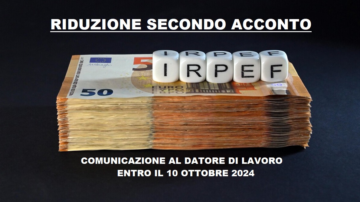 Comunicazione riduzione secondo acconto irpef