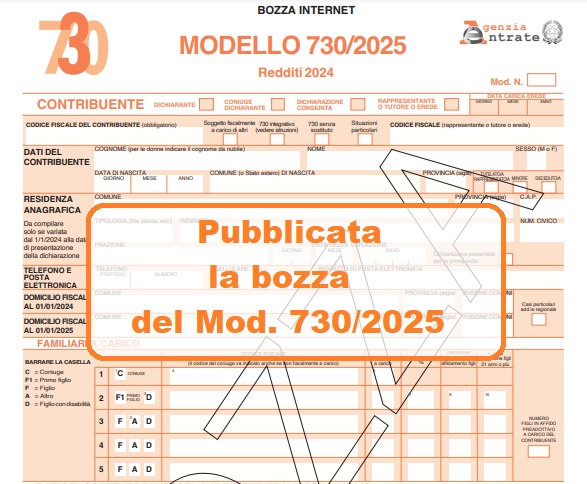 Modello 730/2025: on line la bozza